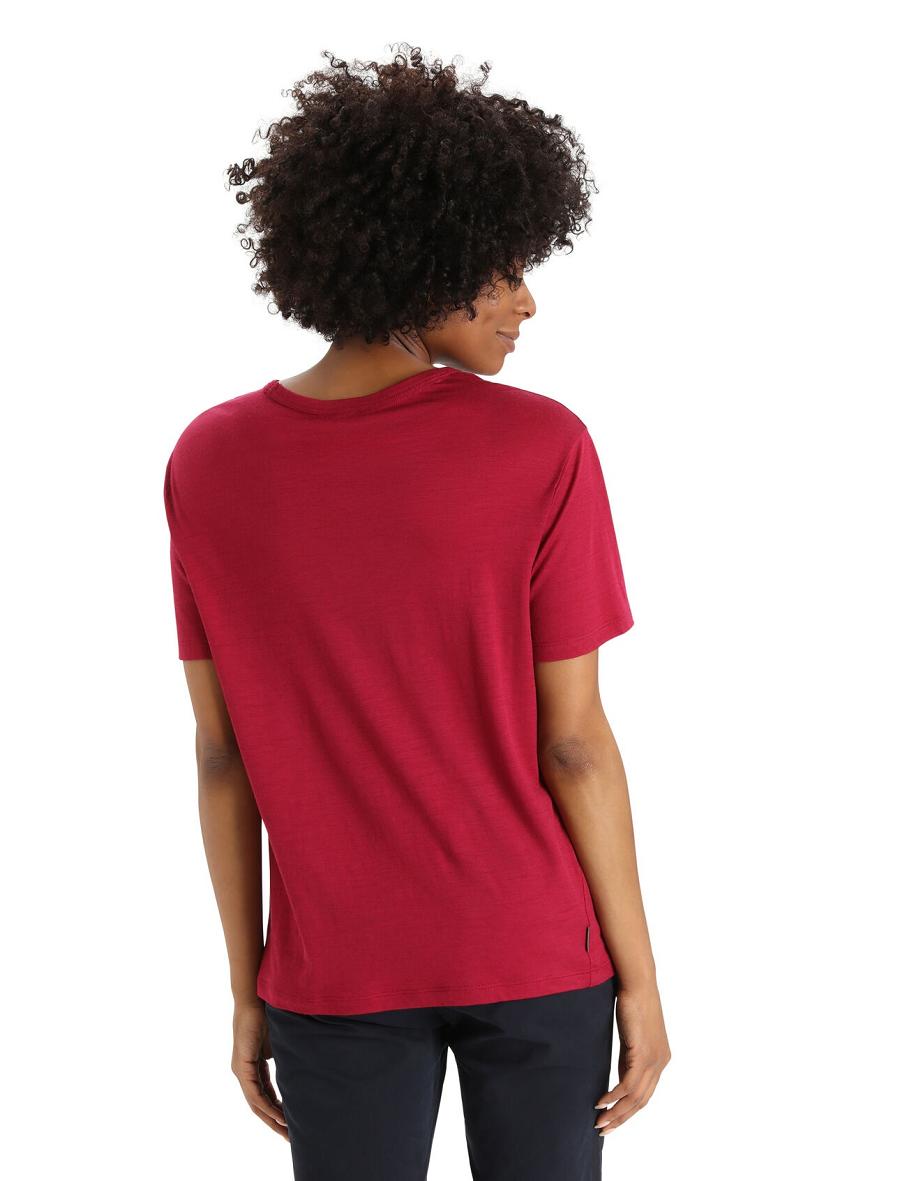 Women's Icebreaker Merino Granary Short Sleeve T Shirts Cherry | CA 1365EBCX